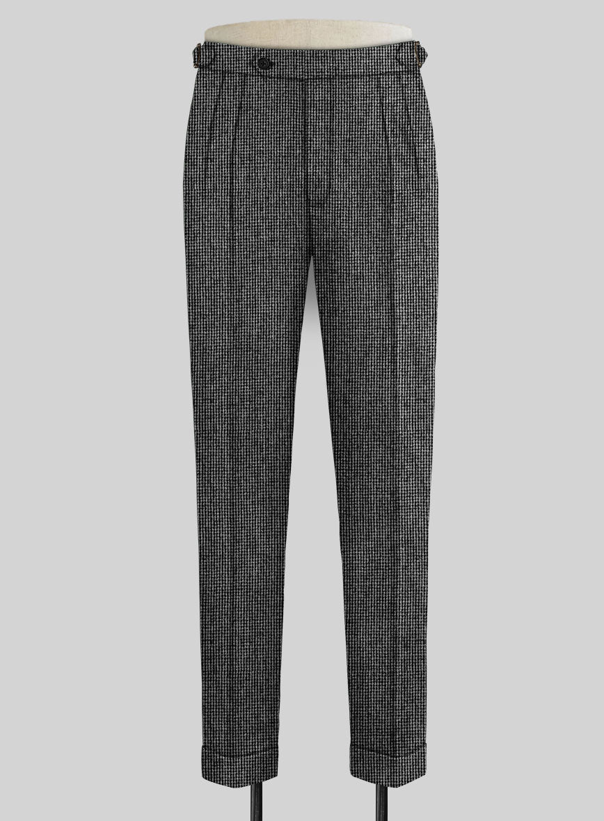 Vintage Gray Macro Weave Highland Tweed Trousers - StudioSuits