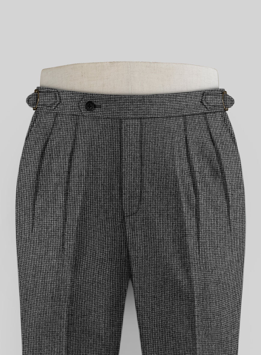 Vintage Gray Macro Weave Highland Tweed Trousers - StudioSuits