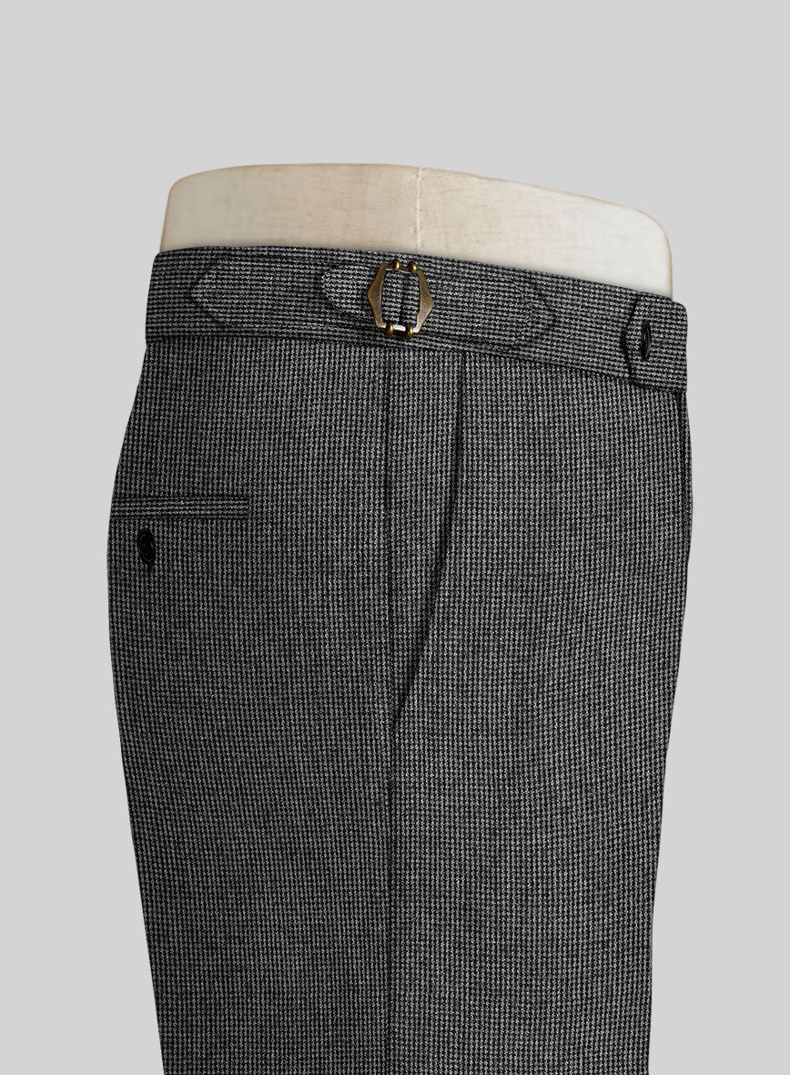 Vintage Gray Macro Weave Highland Tweed Trousers - StudioSuits