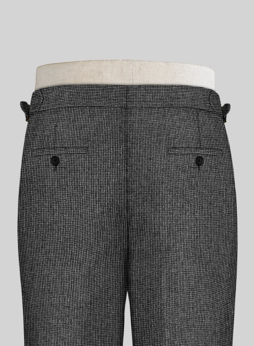 Vintage Gray Macro Weave Highland Tweed Trousers - StudioSuits