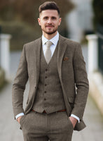 Vintage Dark Brown Herringbone Tweed Suit - StudioSuits