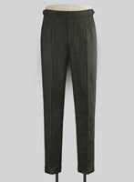Vintage Flat Green Herringbone Tweed Highland Trousers