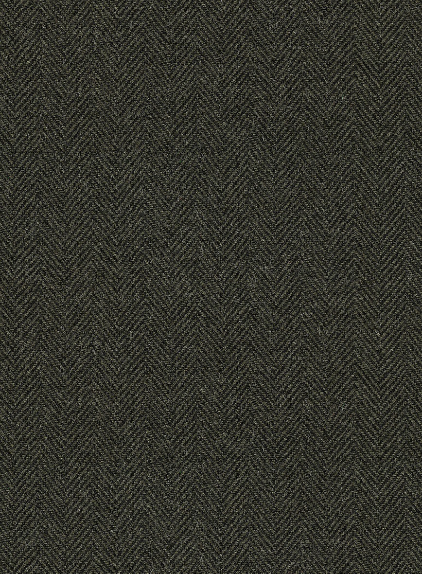 Vintage Flat Green Herringbone Tweed Highland Trousers - StudioSuits