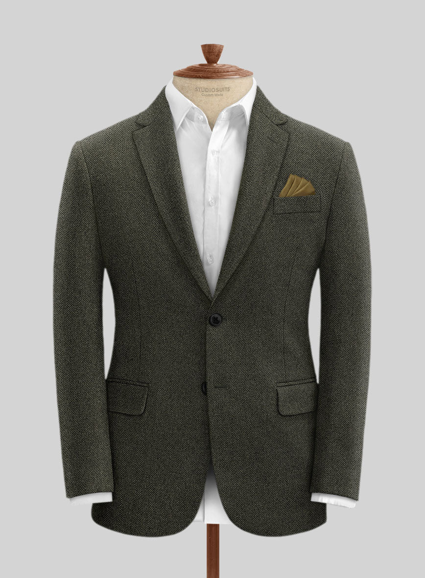 Vintage Flat Green Herringbone Tweed Jacket – StudioSuits