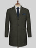 Vintage Flat Green Herringbone Tweed Overcoat
