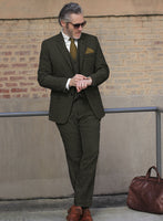 Vintage Flat Green Herringbone Tweed Suit - StudioSuits