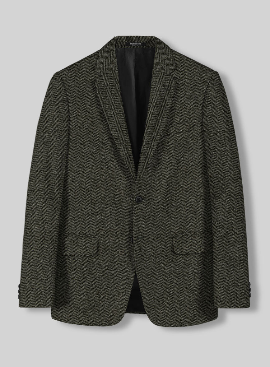 Vintage Flat Green Herringbone Tweed Suit - StudioSuits