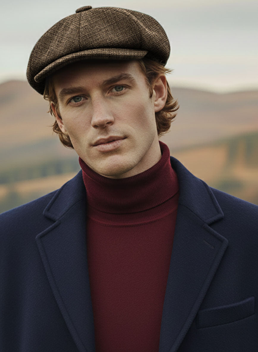 Vintage Glasgow Brown Tweed Newsboy Cap - StudioSuits