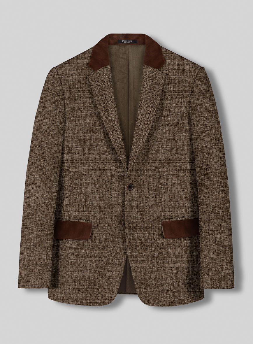 Vintage Glasgow Brown Tweed Suit - Leather Trim - StudioSuits