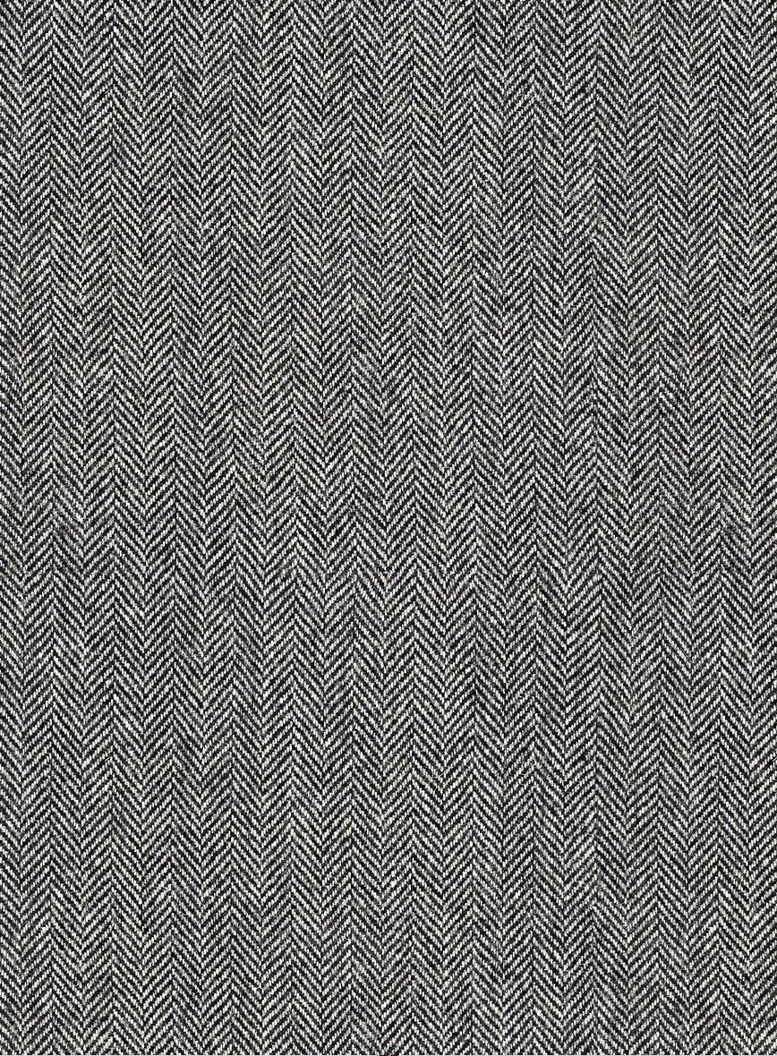 Vintage Herringbone Gray Tweed Suit - Leather Trims - StudioSuits