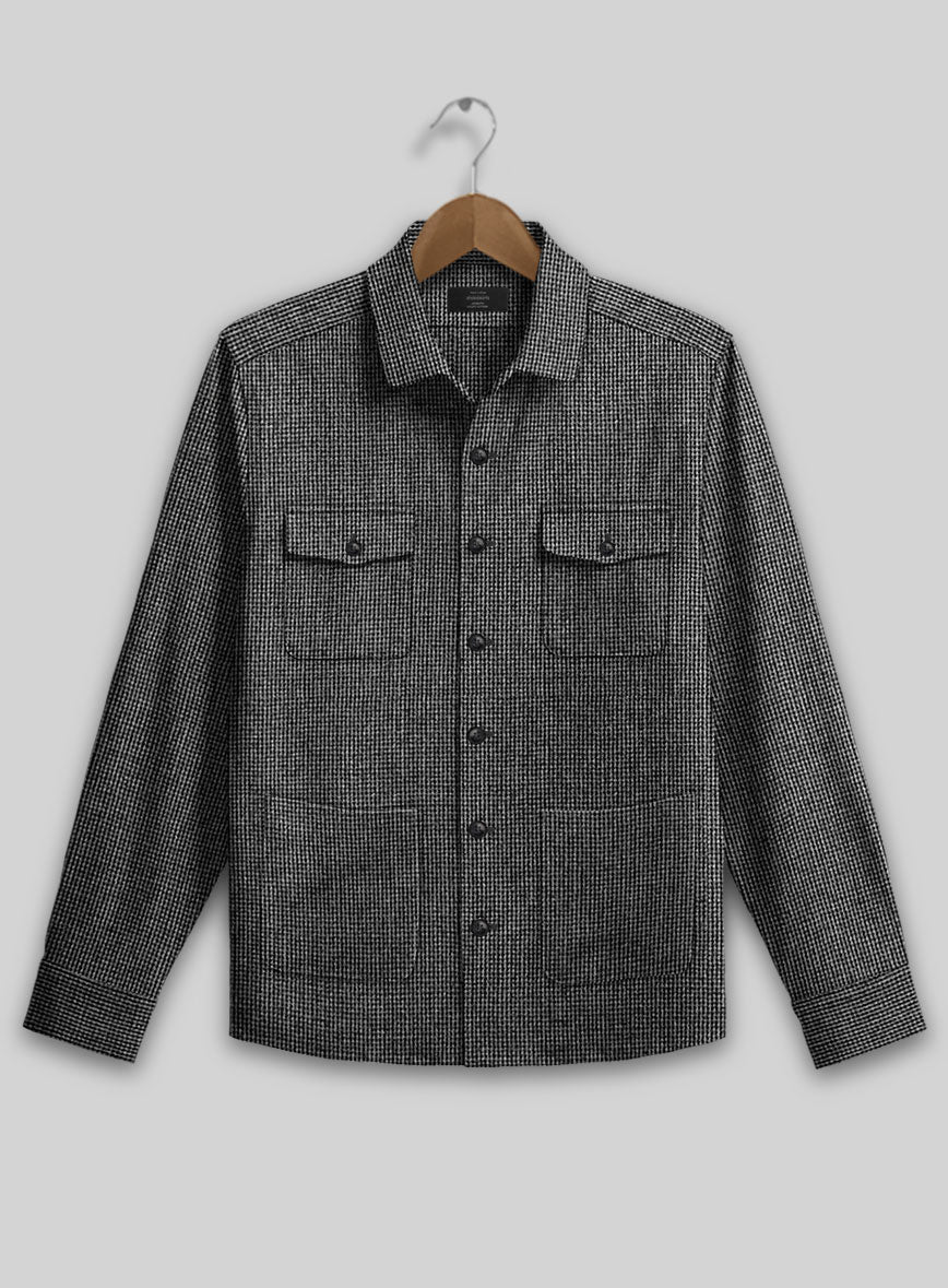 Vintage Gray Macro Weave Tweed Overshirt - StudioSuits