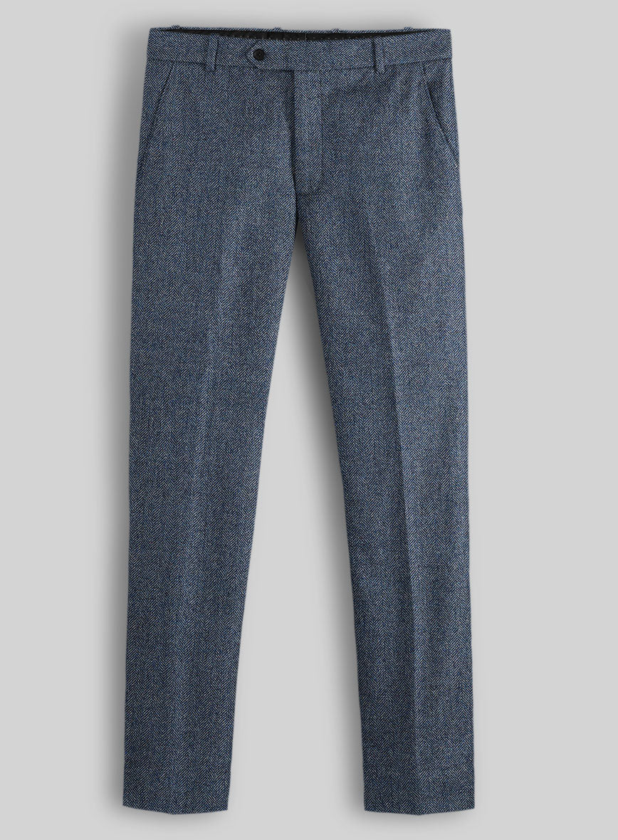 Vintage Herringbone Blue Tweed Suit - StudioSuits