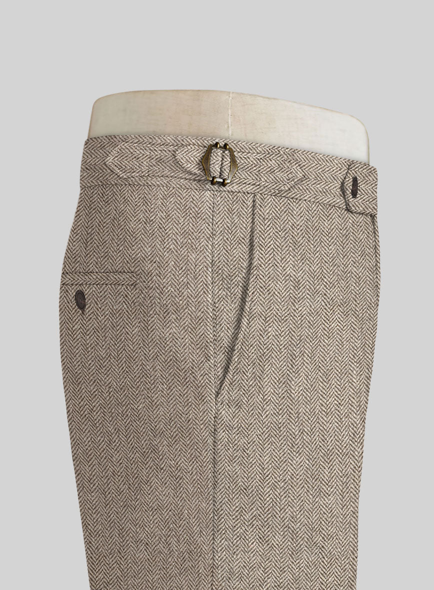 Vintage Herringbone Brown Highland Tweed Trousers - StudioSuits