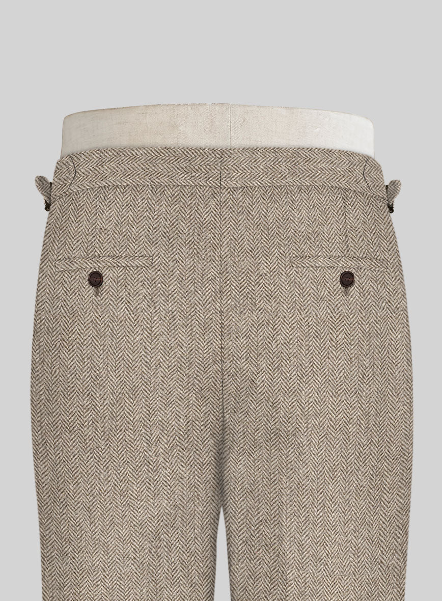 Vintage Herringbone Brown Highland Tweed Trousers - StudioSuits