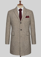 Vintage Herringbone Brown Tweed Overcoat - StudioSuits