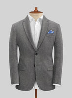 Vintage Herringbone Gray Tweed Jacket - StudioSuits