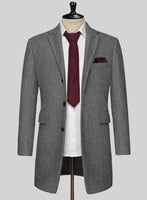 Vintage Herringbone Gray Tweed Overcoat - StudioSuits