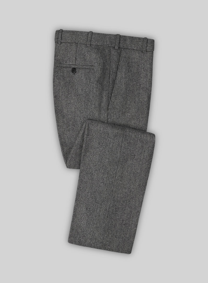 Vintage Herringbone Gray Tweed Pants - StudioSuits