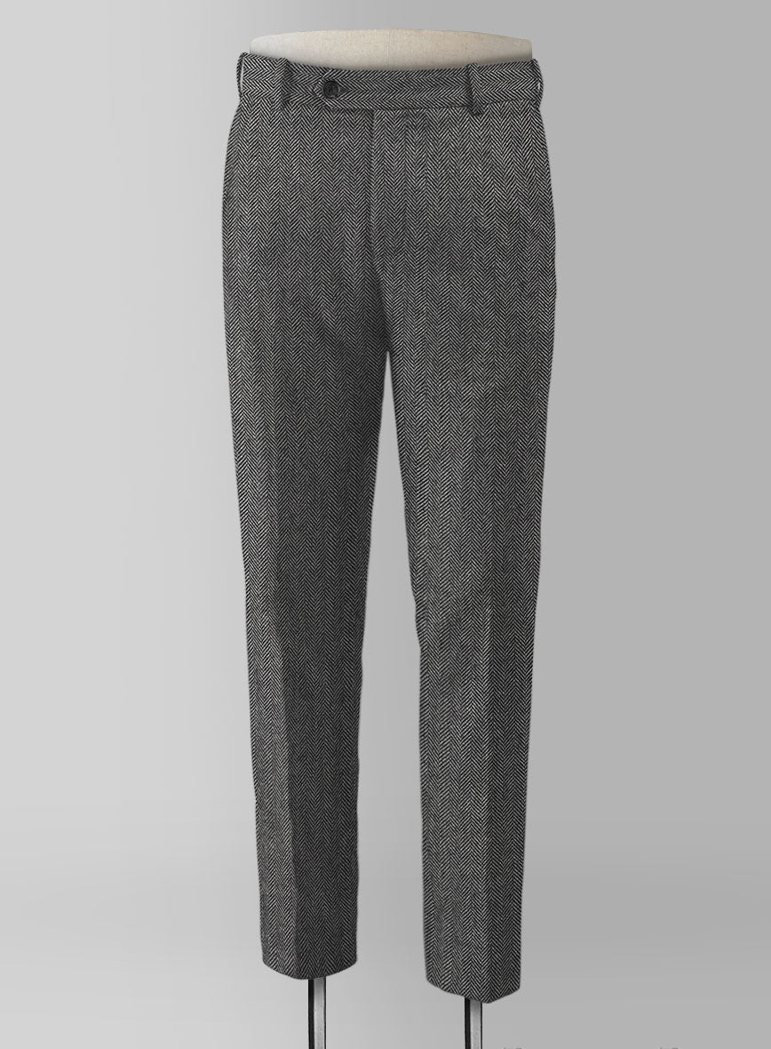 Vintage Herringbone Gray Tweed Pants - StudioSuits