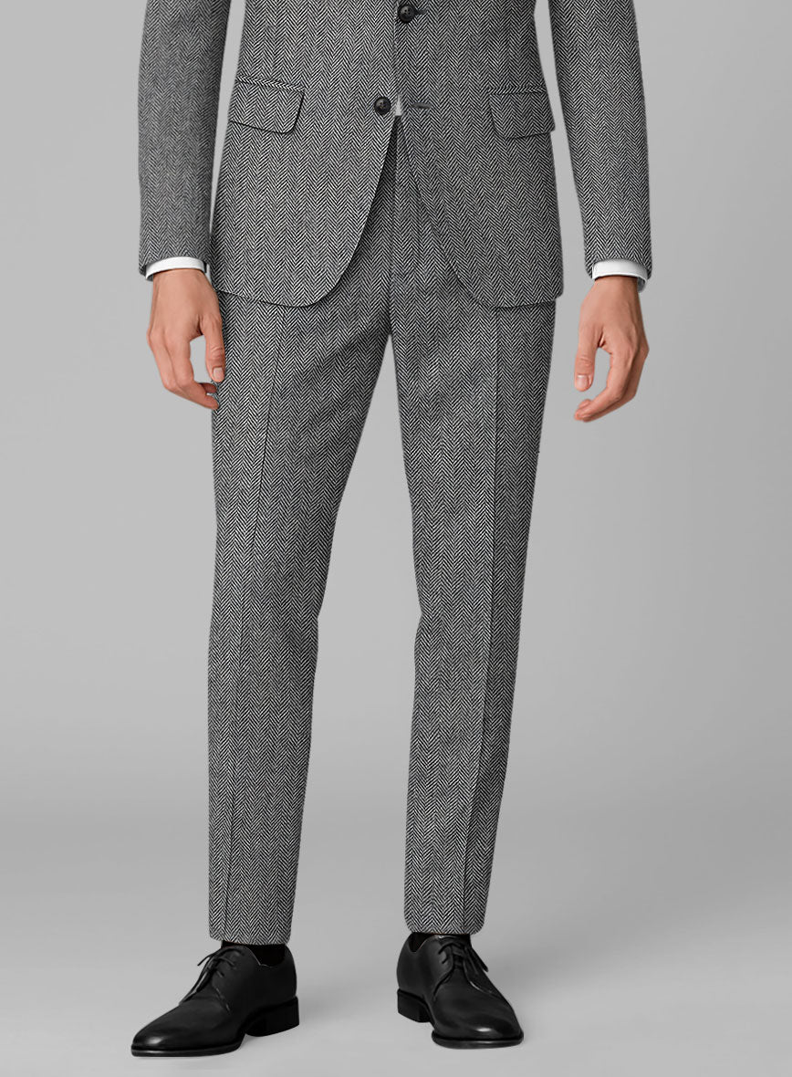 Vintage Herringbone Gray Tweed Suit - StudioSuits
