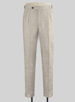 Vintage Herringbone Light Beige Tweed Highland Trousers - StudioSuits