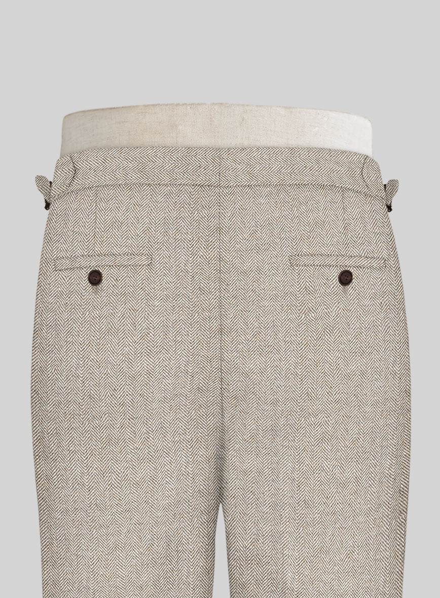Vintage Herringbone Light Beige Tweed Highland Trousers – StudioSuits
