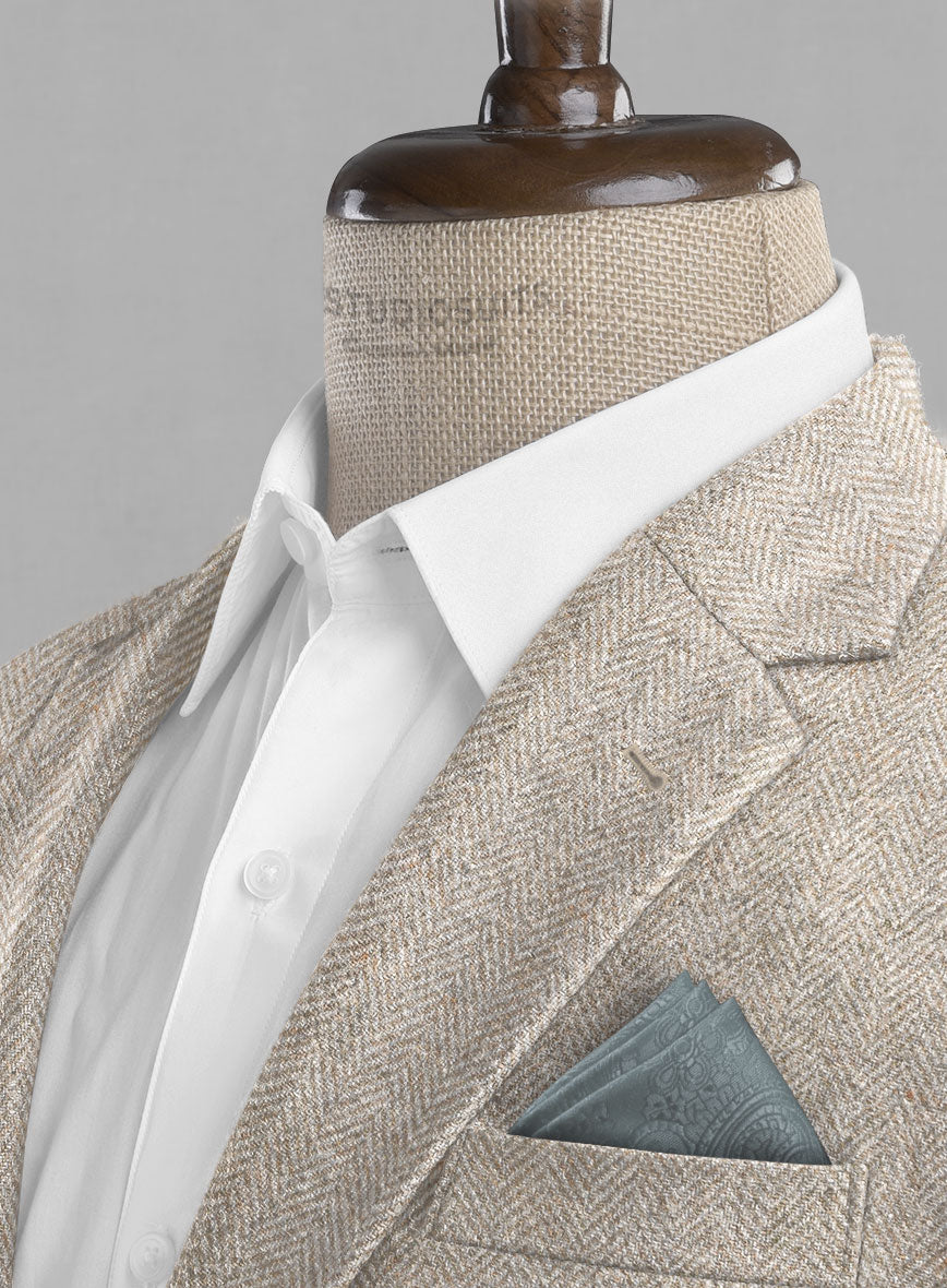 Vintage Herringbone Light Beige Tweed Jacket - StudioSuits