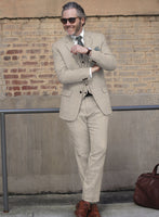 Vintage Herringbone Light Beige Tweed Suit - StudioSuits