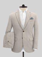Vintage Herringbone Light Beige Tweed Suit - StudioSuits