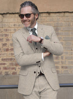 Vintage Herringbone Light Beige Tweed Suit - StudioSuits