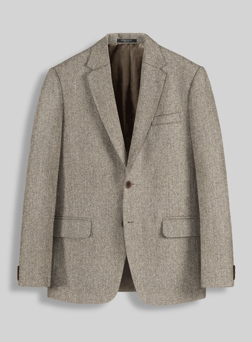 Vintage Herringbone Brown Tweed Jacket