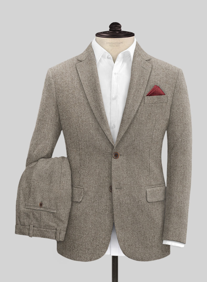 Vintage Herringbone Brown Tweed Suit - StudioSuits