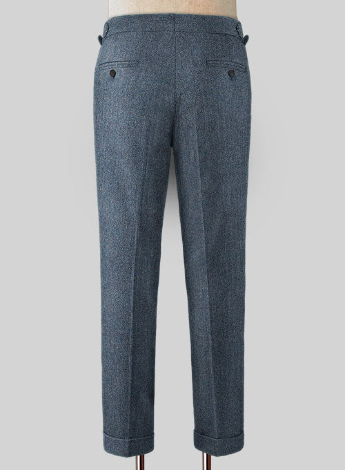 Vintage Herringbone Blue Highland Tweed Trousers - StudioSuits