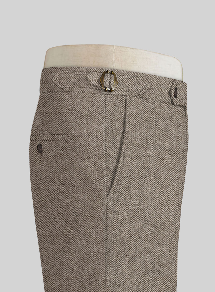 Vintage Herringbone Brown Tweed Highland Trousers - StudioSuits