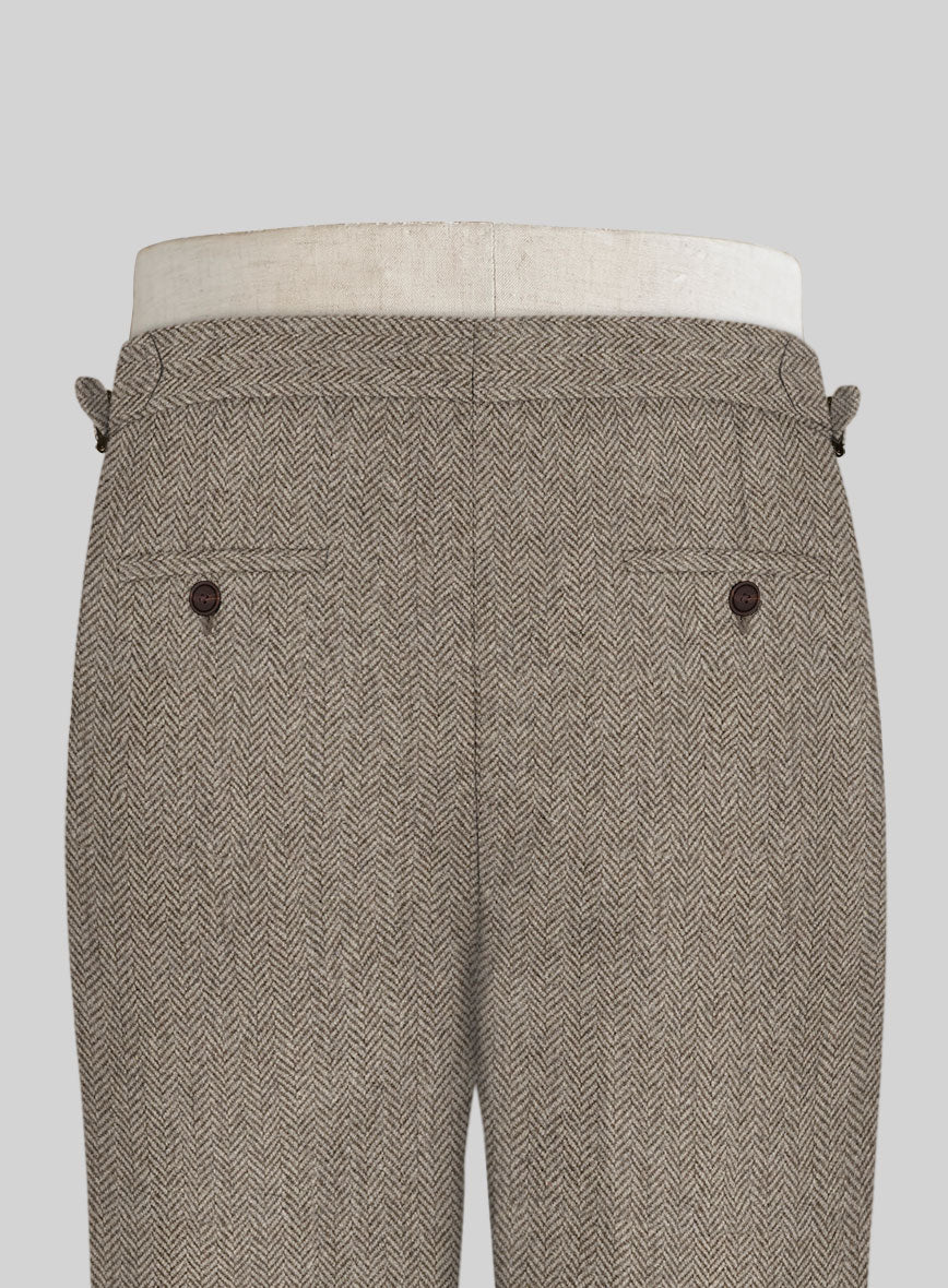 Vintage Herringbone Brown Tweed Highland Trousers - StudioSuits