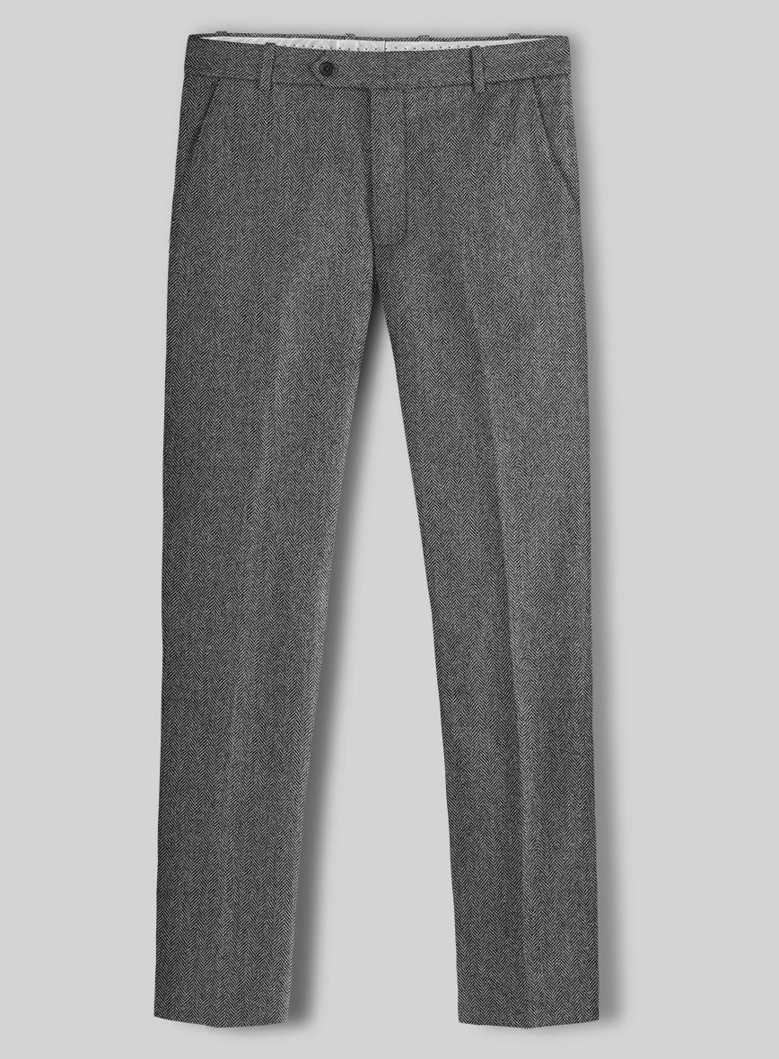 Vintage Herringbone Gray Tweed Pants - StudioSuits