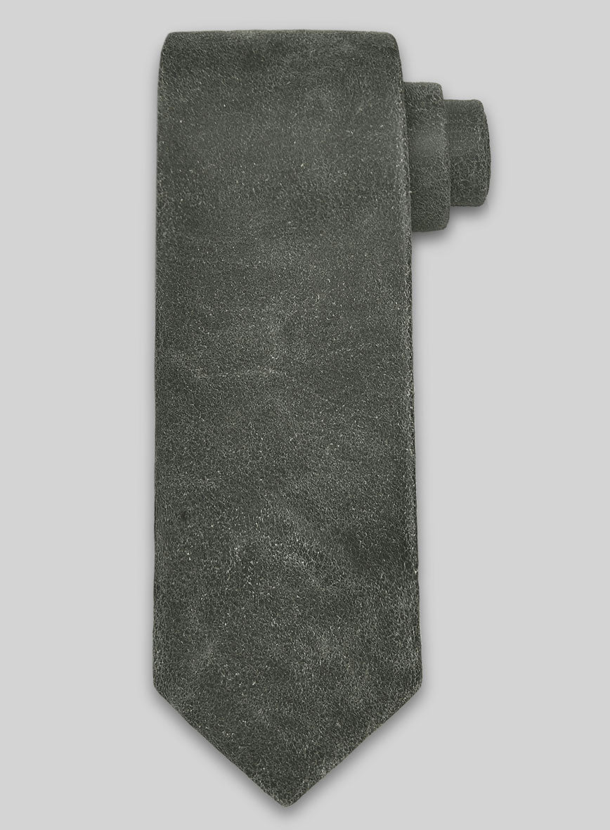 Vintage Italian Olive Leather Tie - StudioSuits