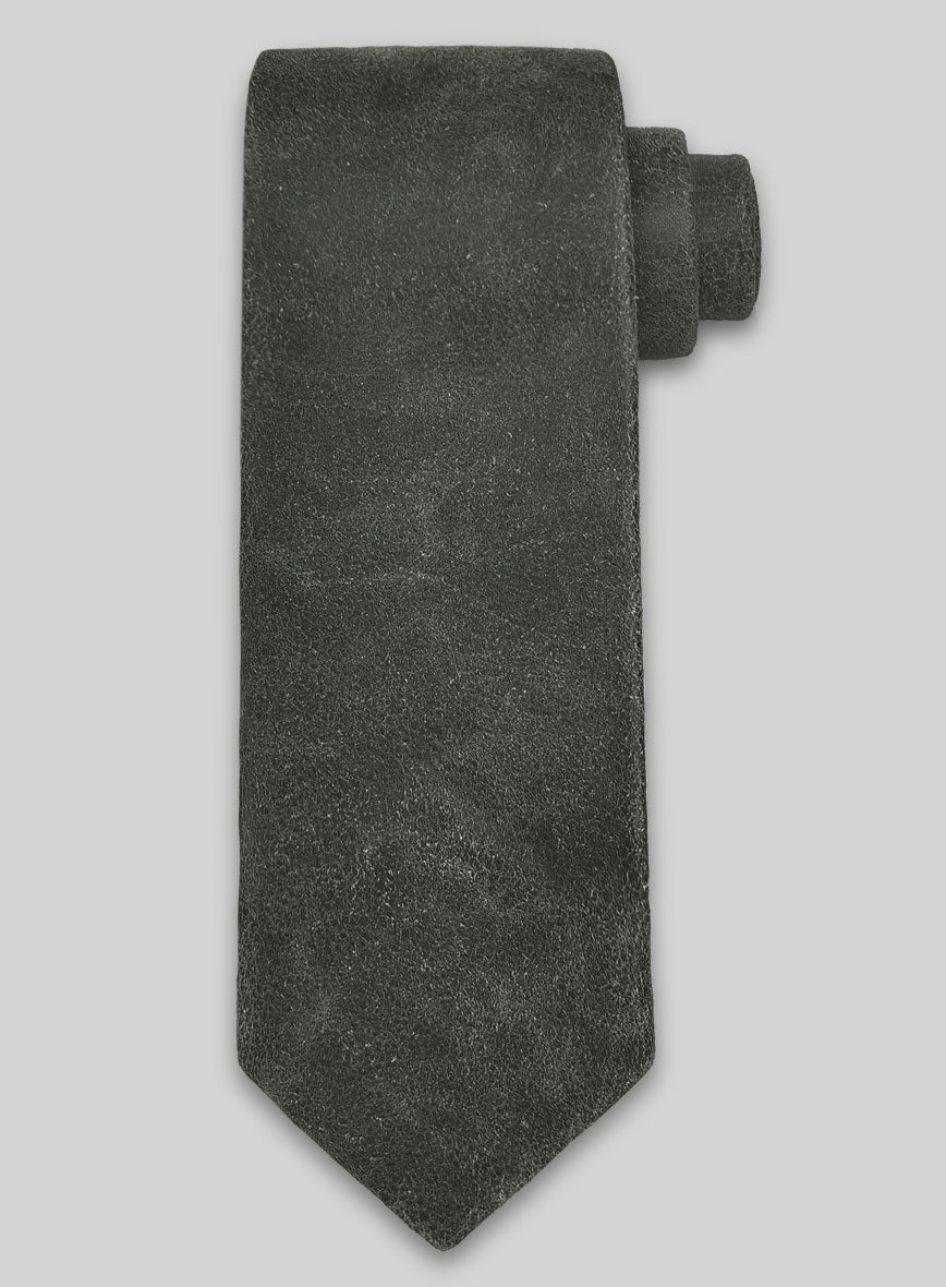 Vintage Italian Olive Leather Tie - StudioSuits