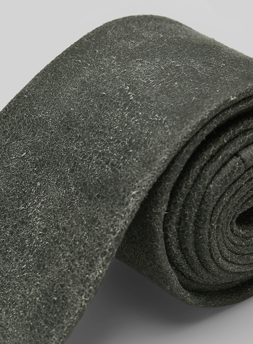 Vintage Italian Olive Leather Tie - StudioSuits