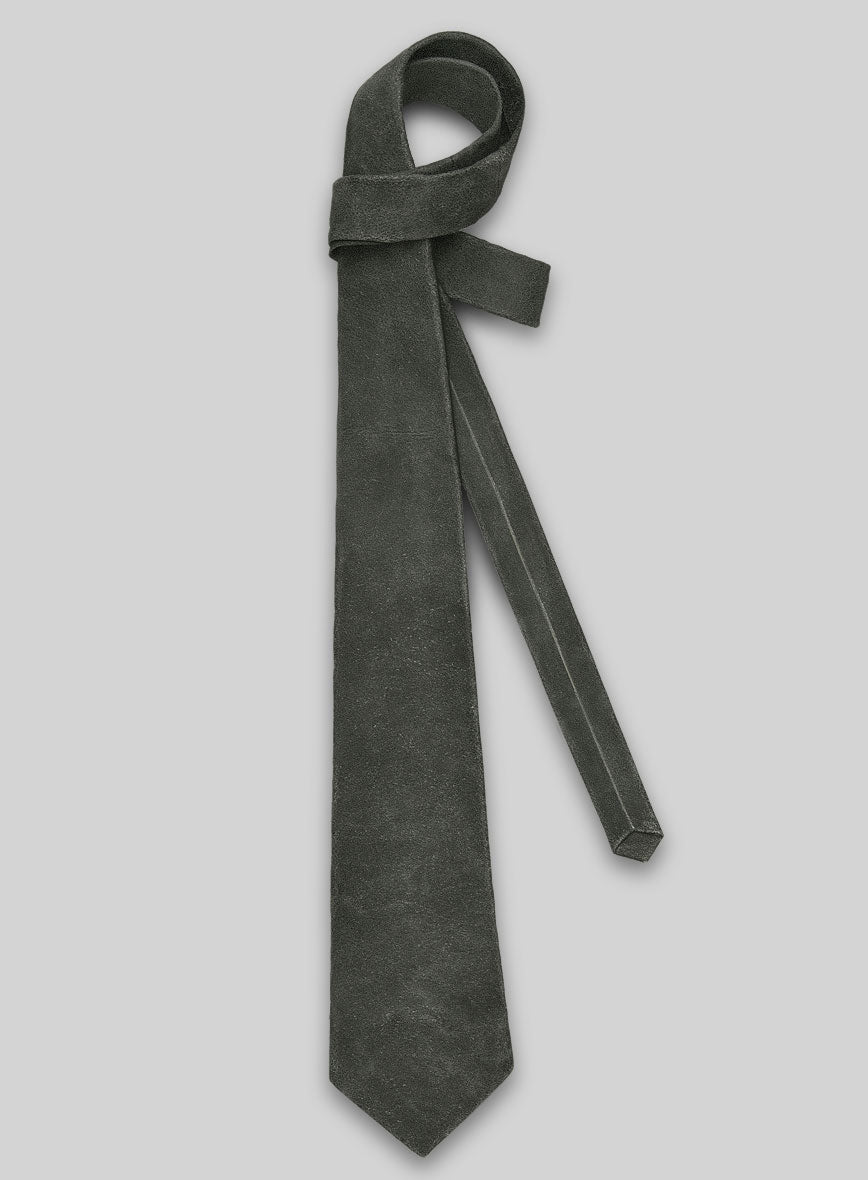Vintage Italian Olive Leather Tie - StudioSuits