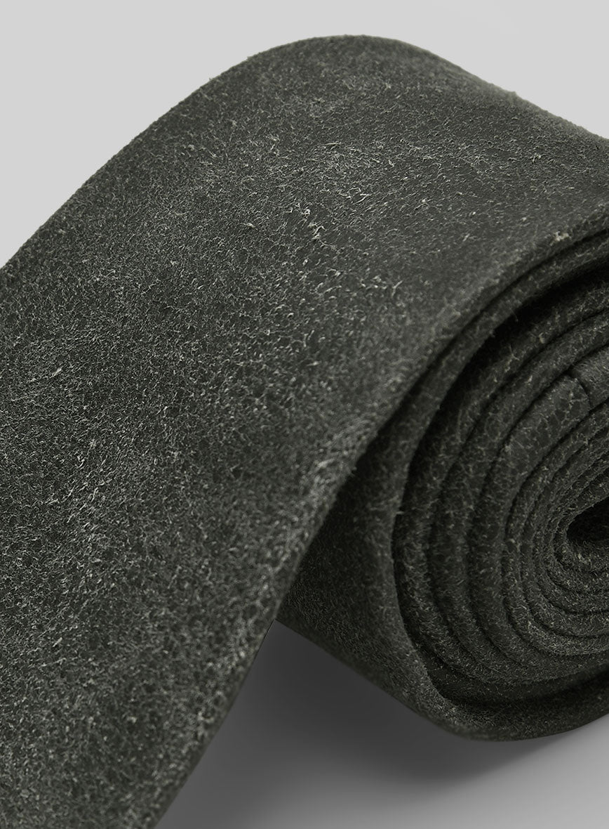 Vintage Italian Olive Leather Tie - StudioSuits