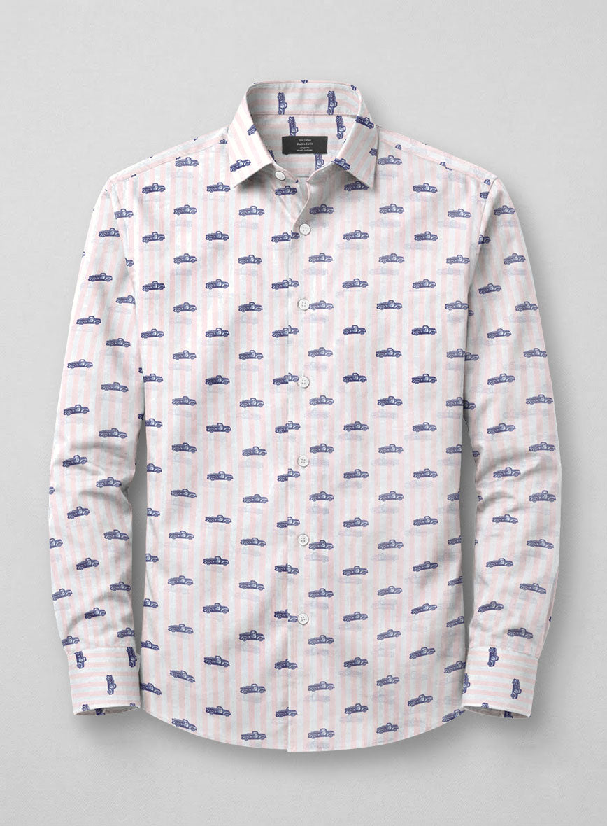 Vintage Motif Feather Cotton Shirt - StudioSuits
