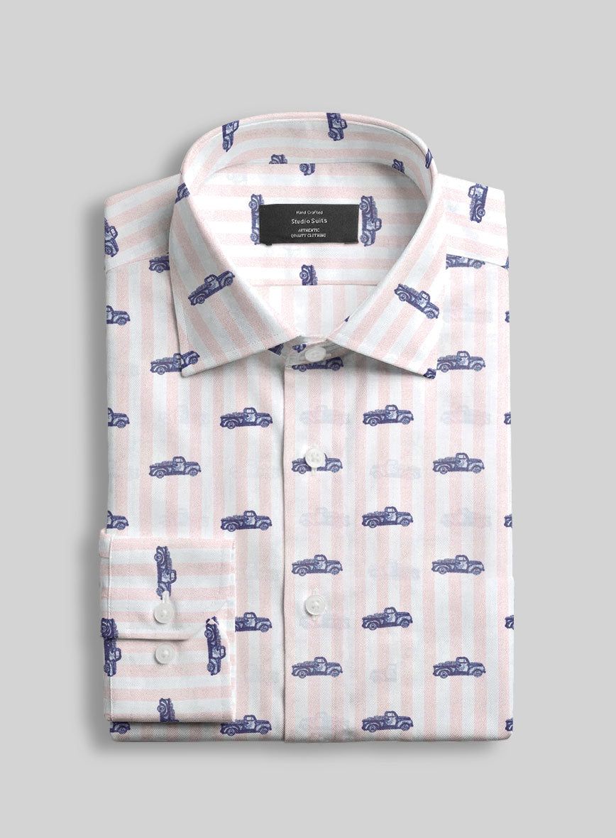 Vintage Motif Feather Cotton Shirt - StudioSuits