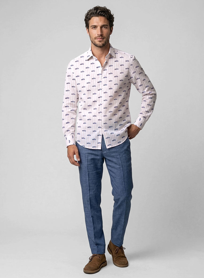 Vintage Motif Feather Cotton Shirt - StudioSuits