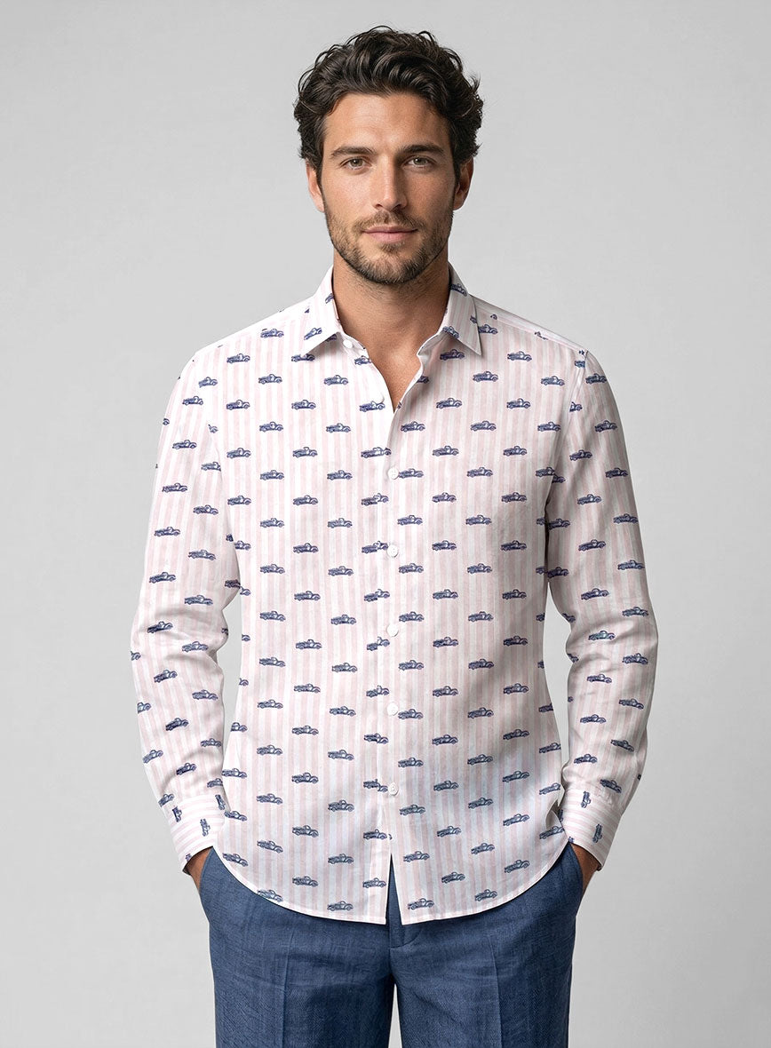 Vintage Motif Feather Cotton Shirt - StudioSuits