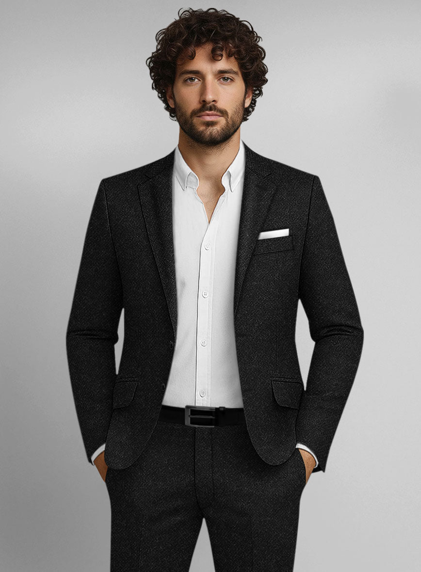 Vintage Plain Black Tweed Jacket - StudioSuits
