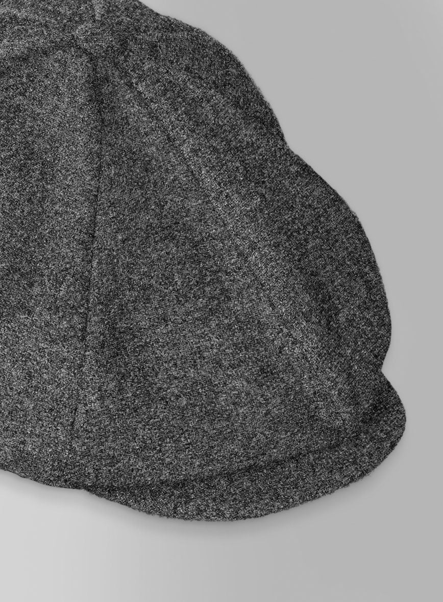 Vintage Plain Dark Gray Tweed Newsboy Cap - StudioSuits