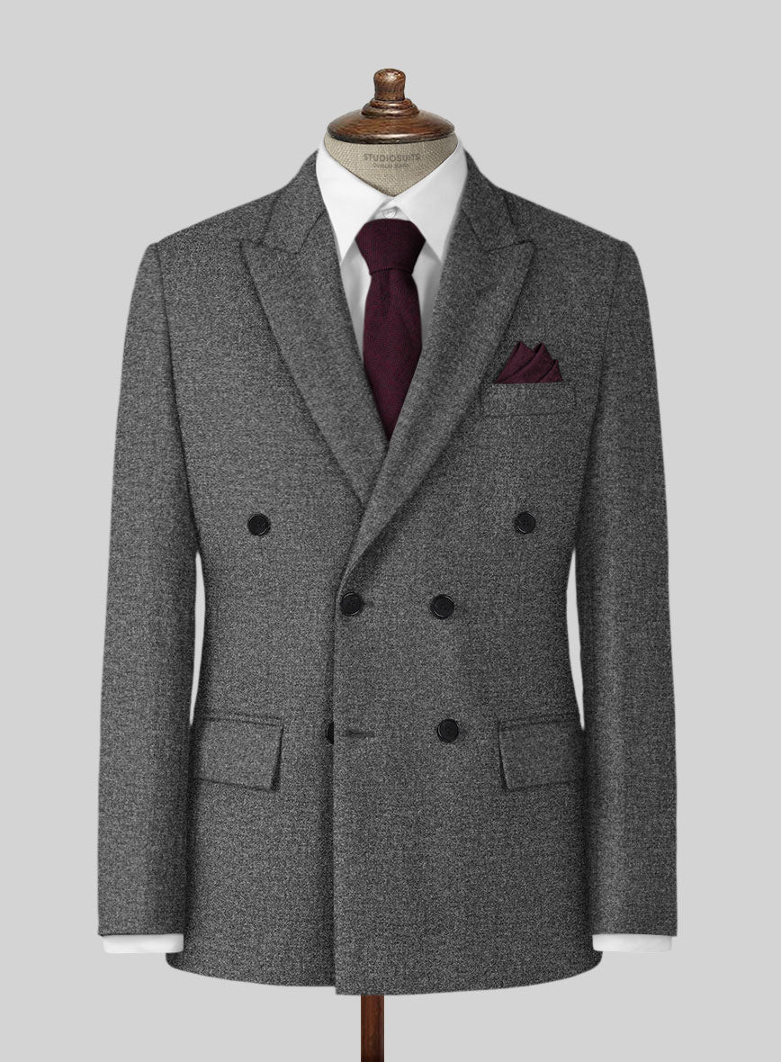 Vintage Plain Dark Gray Tweed Jacket - StudioSuits