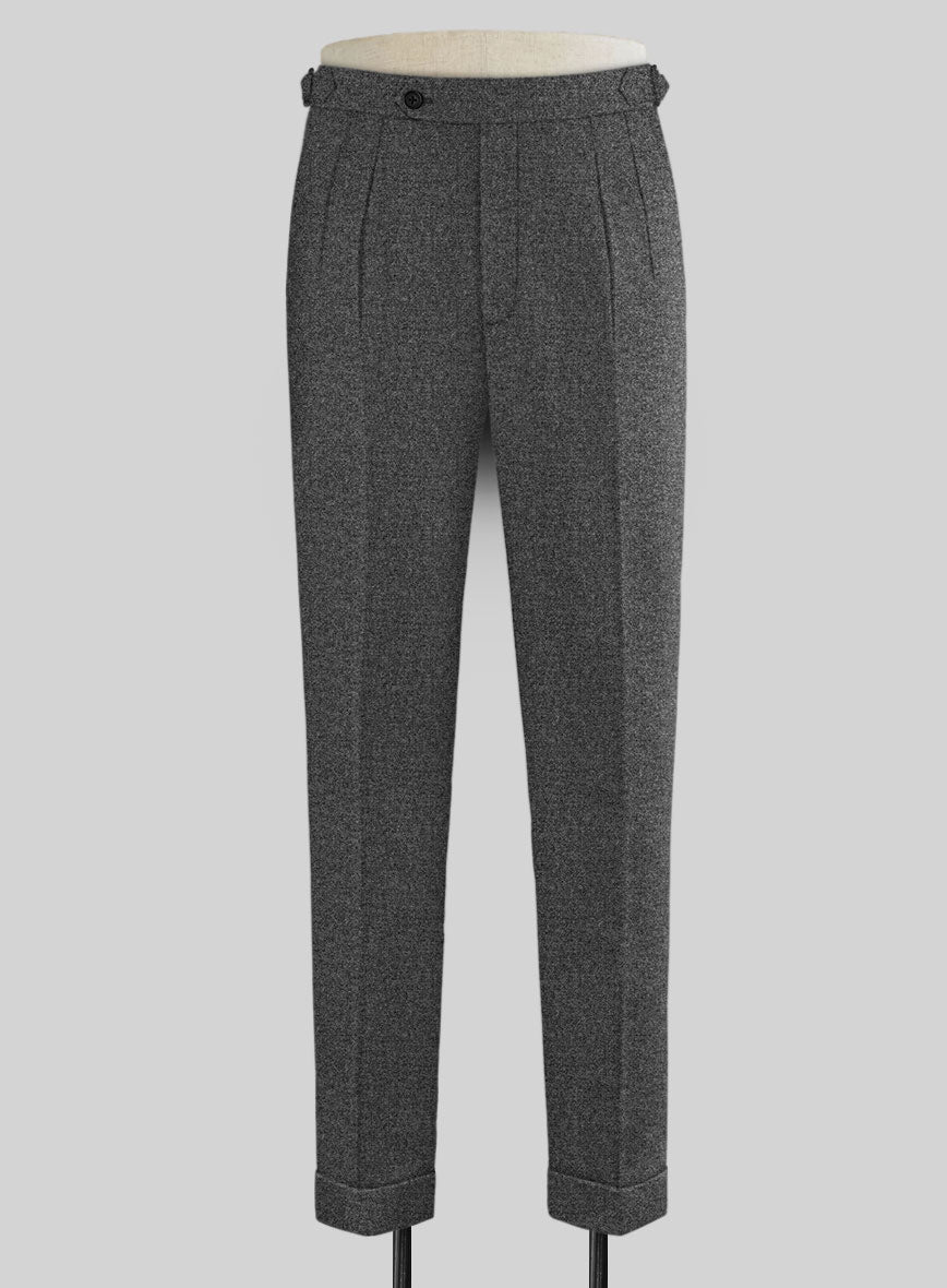 Vintage Plain Dark Gray Tweed Highland Trousers - StudioSuits