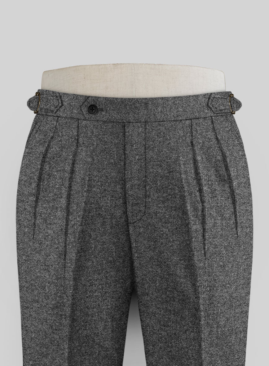 Vintage Plain Dark Gray Tweed Highland Trousers - StudioSuits